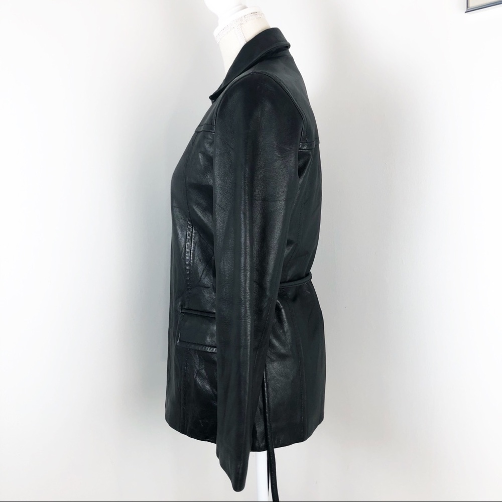 VINTAGE 90s EXPRESS belted zip up leather jacket - Picture 7 of 13